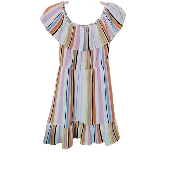 Girls "Art Class" Striped Off-Shoulder Dress Size M (7/8) Rayon - Excellent... - Picture 2 of 6